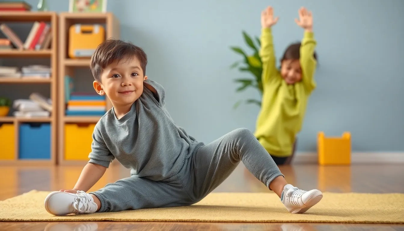 Stretching fun for kids with practice reader - Illustration