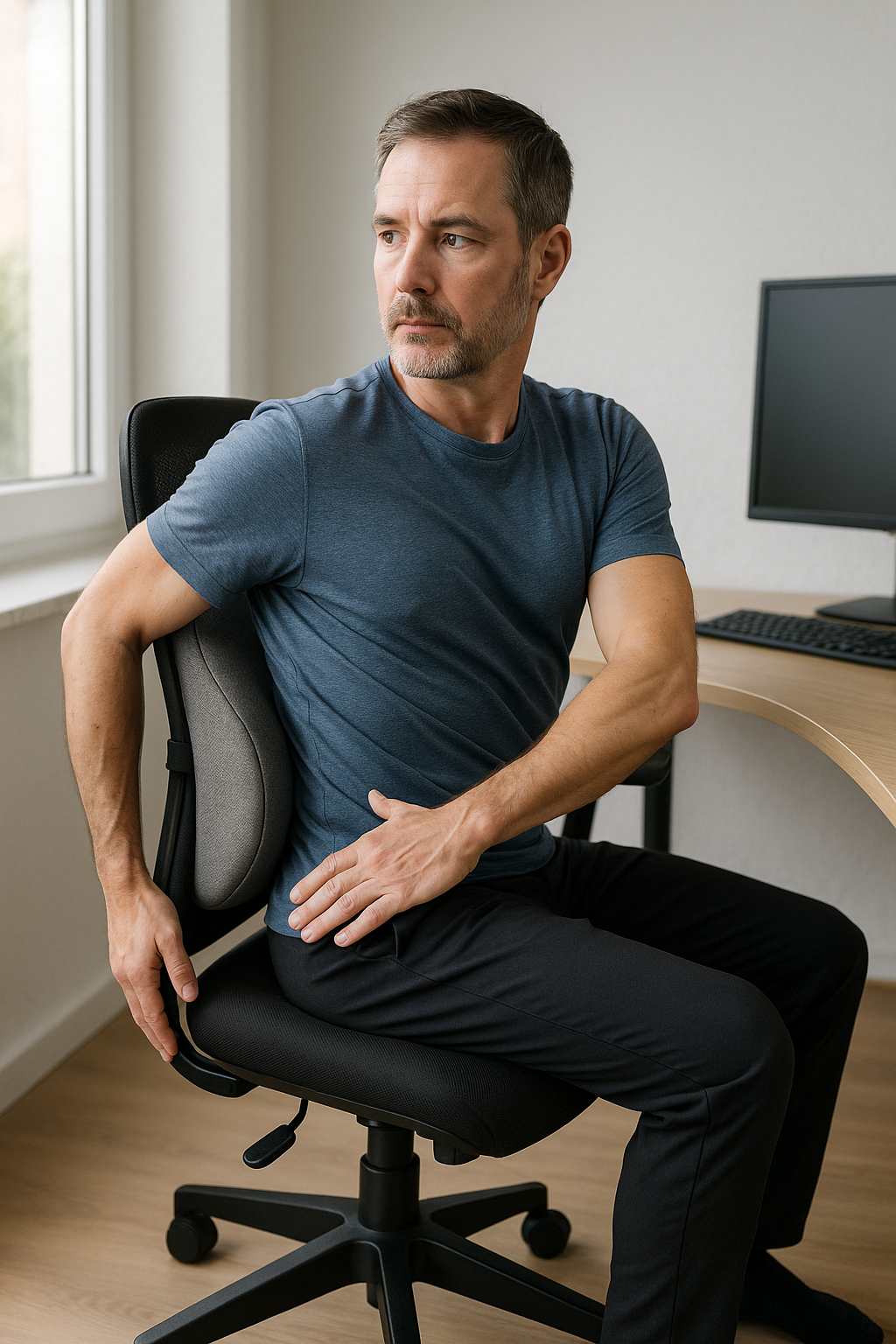 Twist Away Back Pain with Ergonomic Support - Illustration