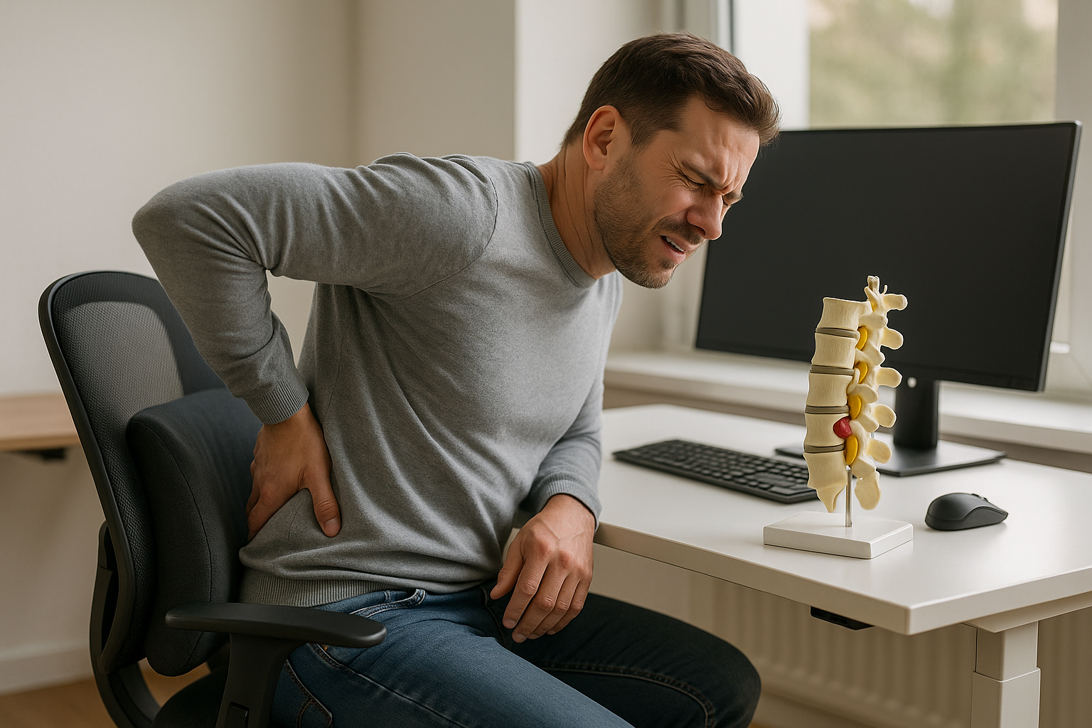 Lumbar protrusion: finding relief through ergonomic solutions - Illustration