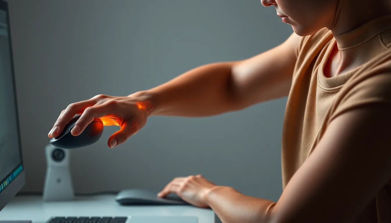 Practice reader: stretch away mouse arm pain with these simple moves - Illustration