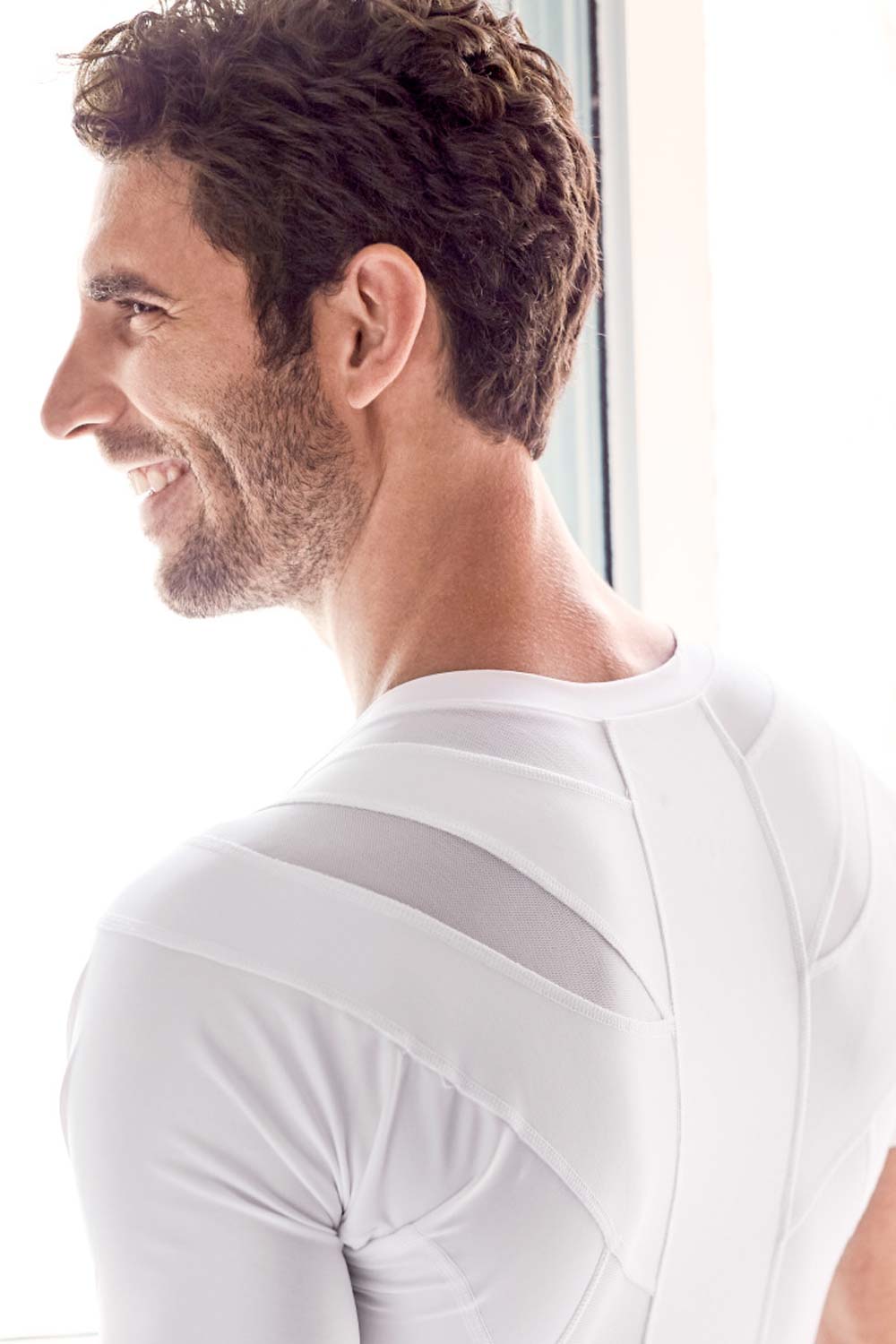Underworks Mens Posture Corrector Compression Shirt - White - S